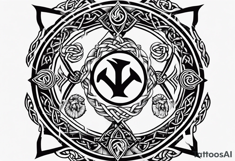 viking runes and knots tattoo idea