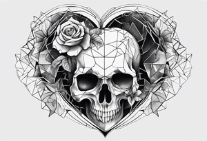 merge visceral heart and skull tattoo idea