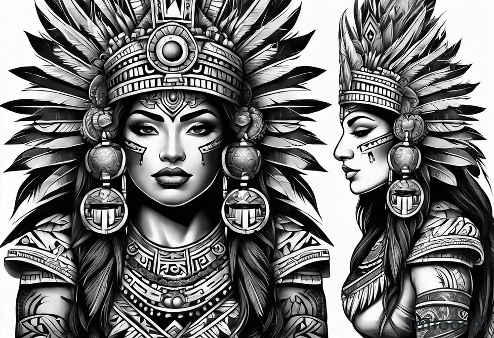 aztec theme sleeve tattoo idea