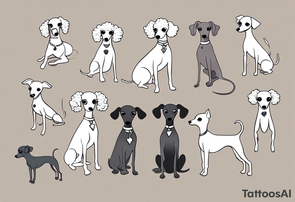 Mini Poodle Italian greyhound tattoo idea