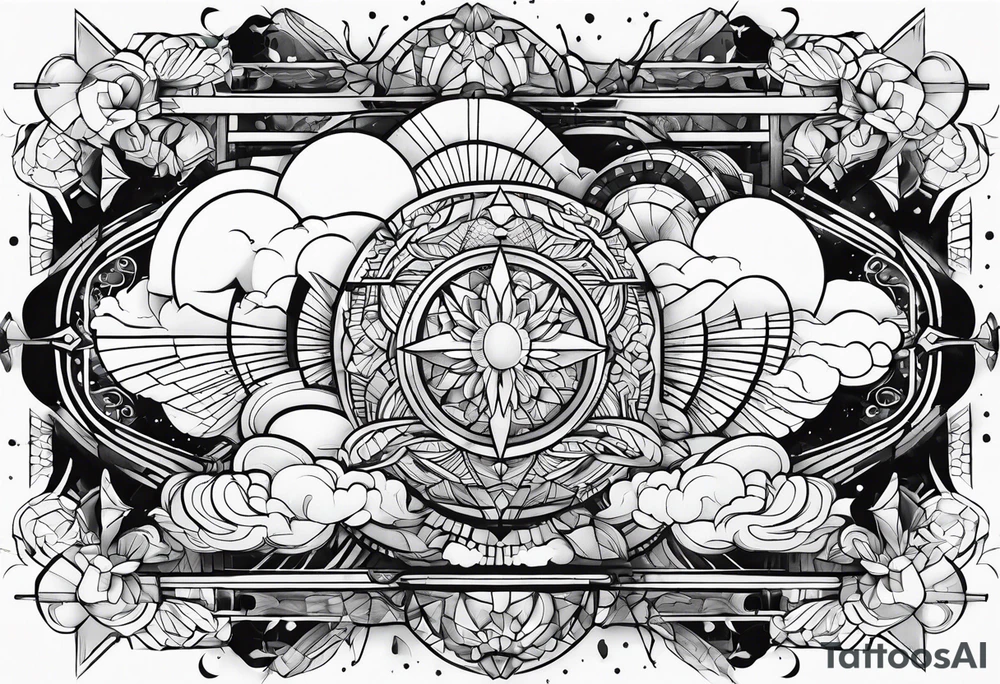 Geometric Abstract cloud filler tattoo idea
