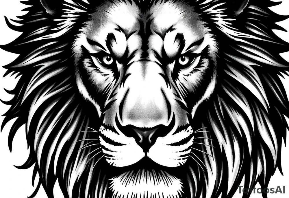 powerful majestic lion, close-up tattoo idea