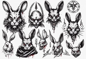 bloody satanic rabbit tattoo idea