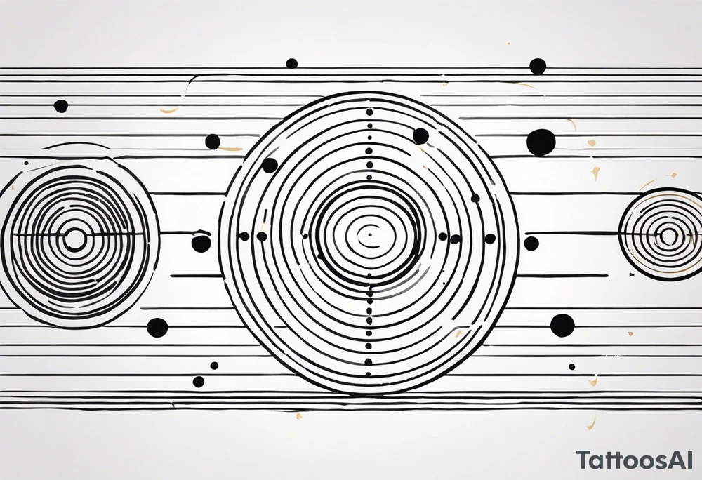 vertical lines with circles and dots tattoo idea
