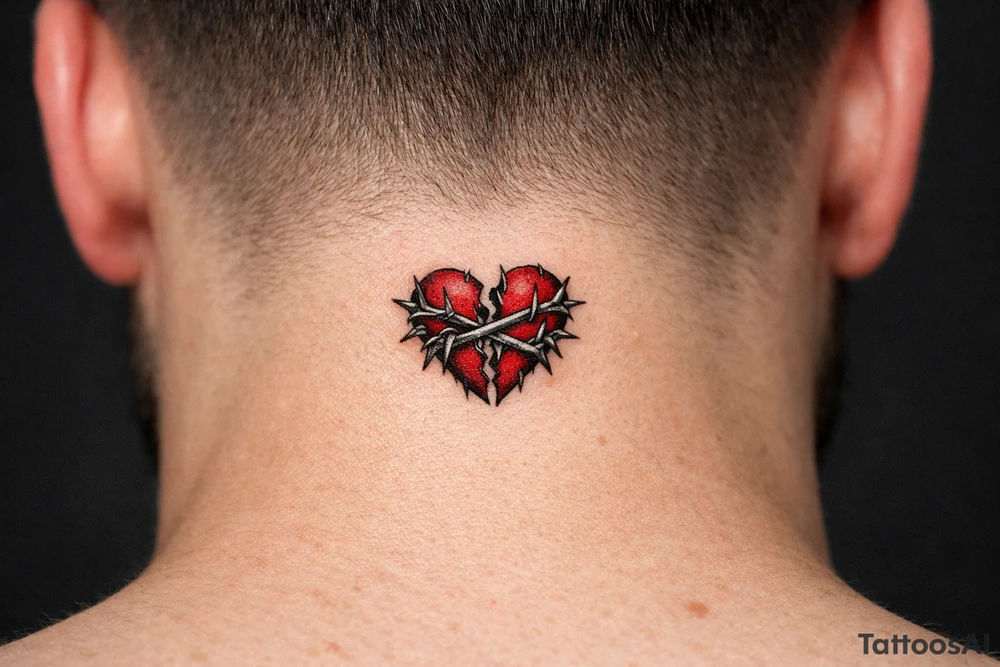 A torn heart coiled together by thorns tattoo idea