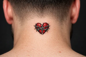A torn heart coiled together by thorns tattoo idea
