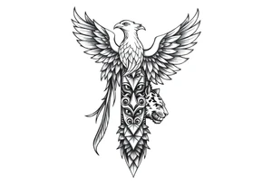 a phoenix and a tiger totem pole tattoo idea