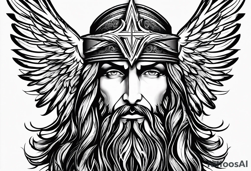 Jesus, looking at me (I am an eagle) and the holy Spirit. tattoo idea