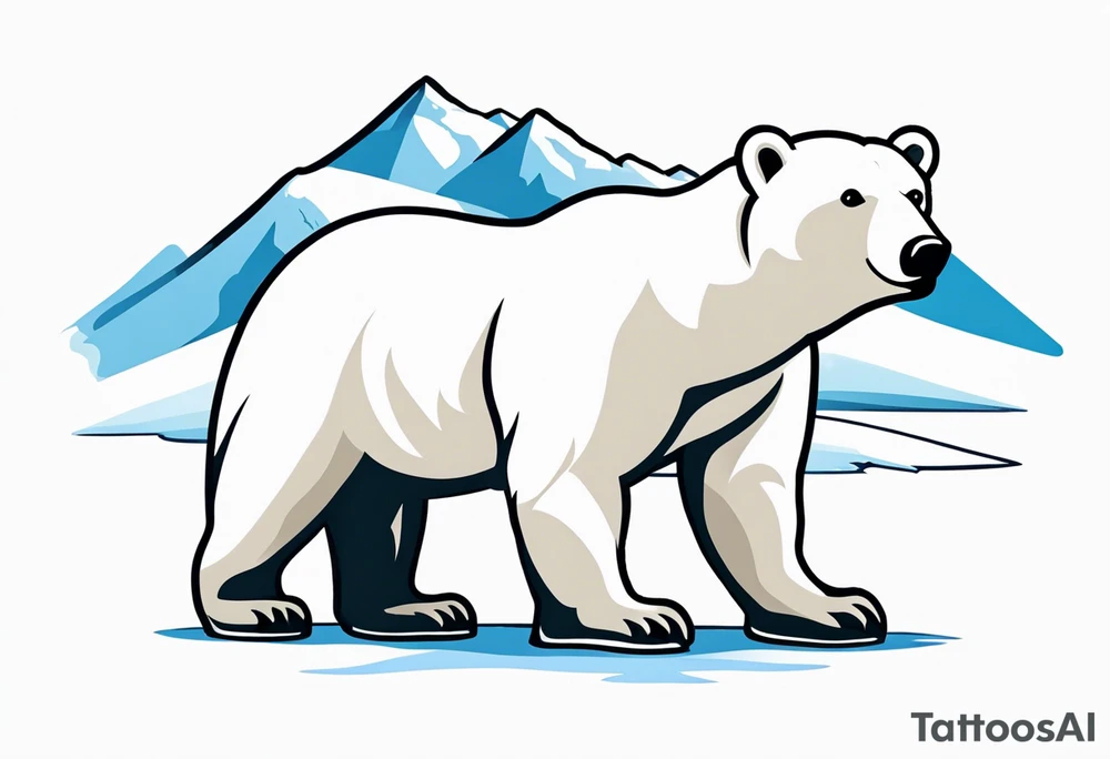 Polar bear standing on two legs wearing a winter hat and snow goggles tattoo idea