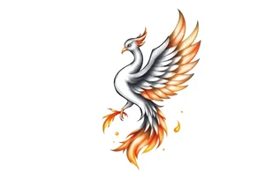 magnificent phoenix rising from golden flames with trailing embers tattoo idea