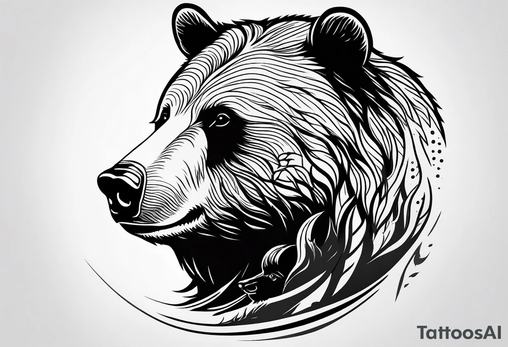 mother bear with cub looking at each other tattoo idea