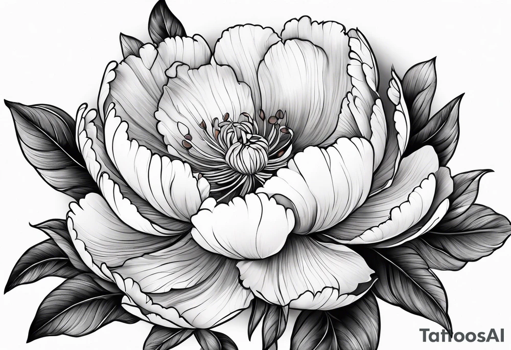 single peony flower tattoo idea