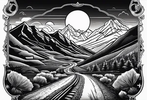 Mountain scene with route 66 sign tattoo idea