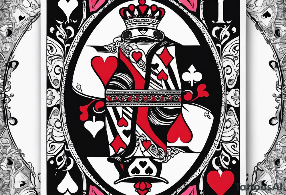 minimal design - queen of hearts card - not so much ink - friendly - room for words tattoo idea