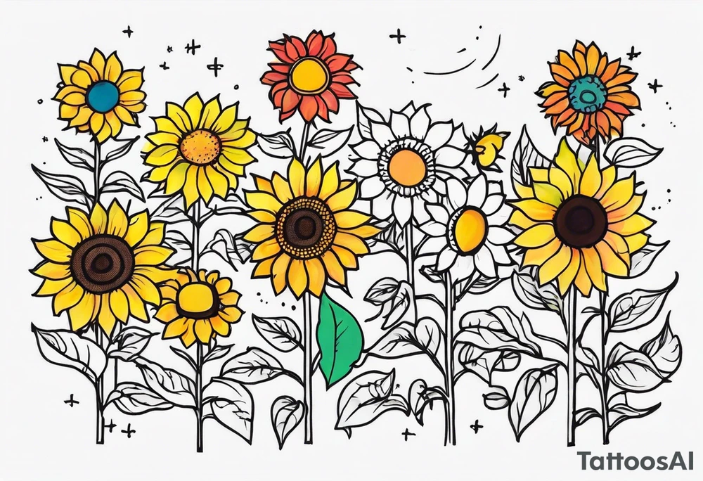 Sunflowers and lots of color tattoo idea