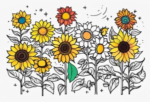 Sunflowers and lots of color tattoo idea