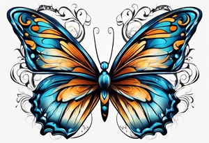 butterfly with blue wings. heart inside tattoo idea