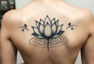serene lotus flower emerging from sacred waters with ripples tattoo idea