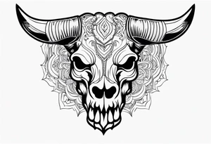 skull of a bull with a line frame tattoo idea