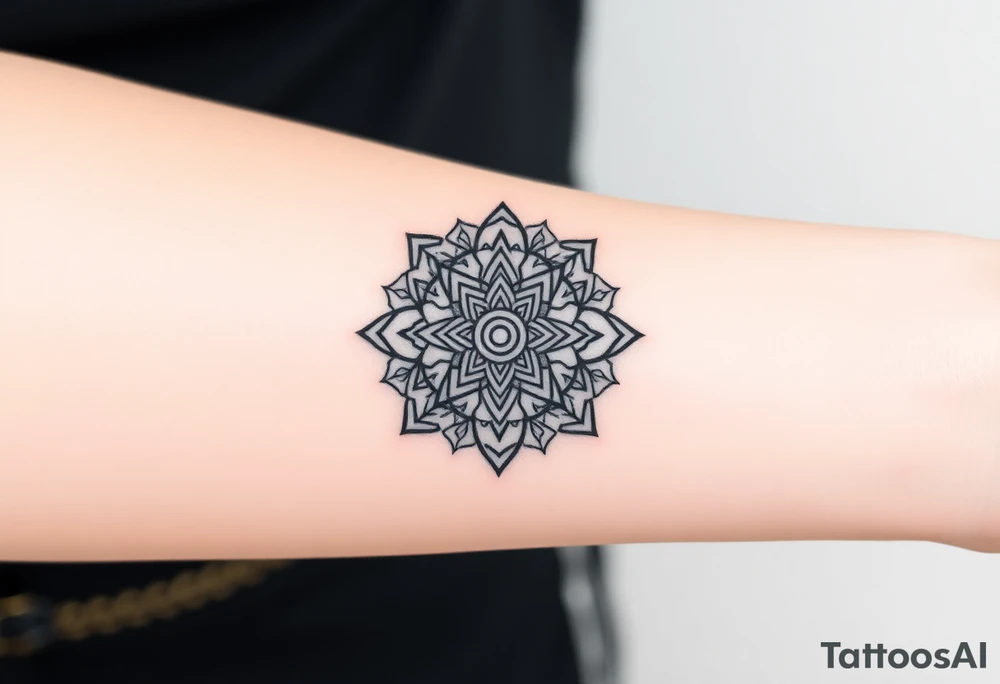 intricate mandala with sacred geometry and cosmic elements tattoo idea