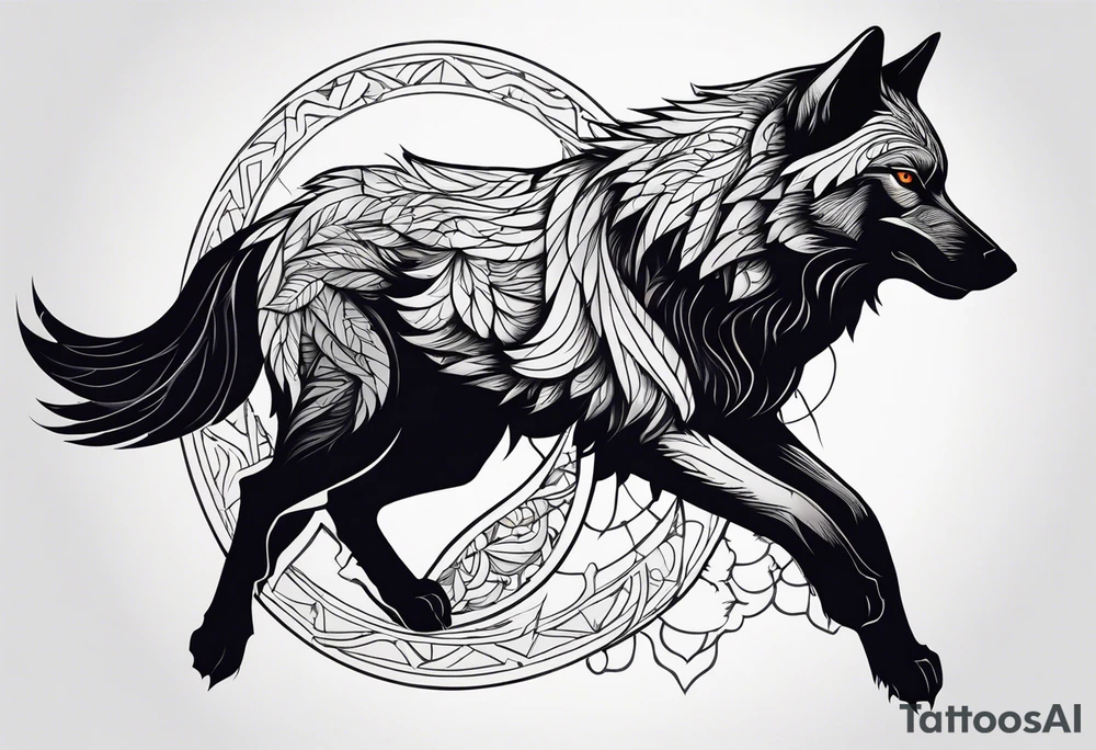 a wolf and a raven back to back facing opposite direction integrated into image tattoo idea a wolf and a raven back to back facing opposite direction integrated into image tattoo idea