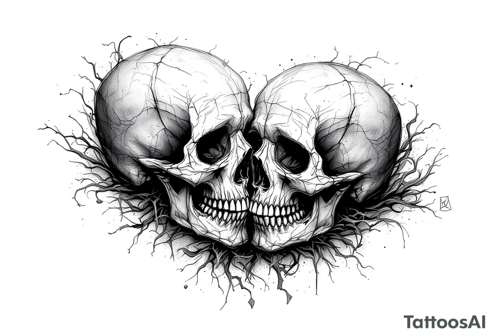 brothers on arm, skull on hand tattoo idea