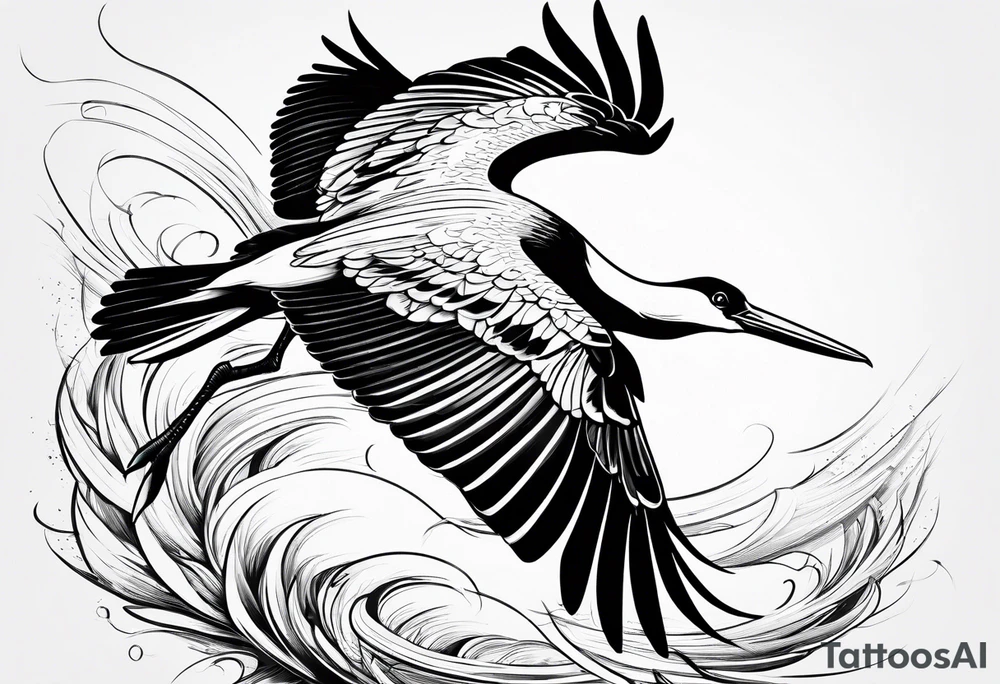 A flying stork tattoo idea