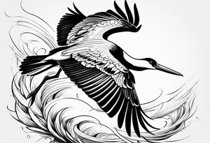 A flying stork tattoo idea