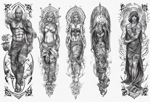 Full Leg sleeve tattoo symbolizing equality, social justice, service to humanity, and tolerance for other religions tattoo idea