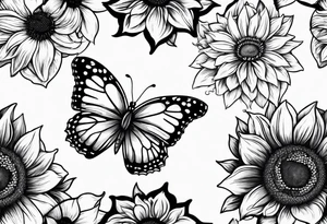 Butterflies and sunflower tattoo idea