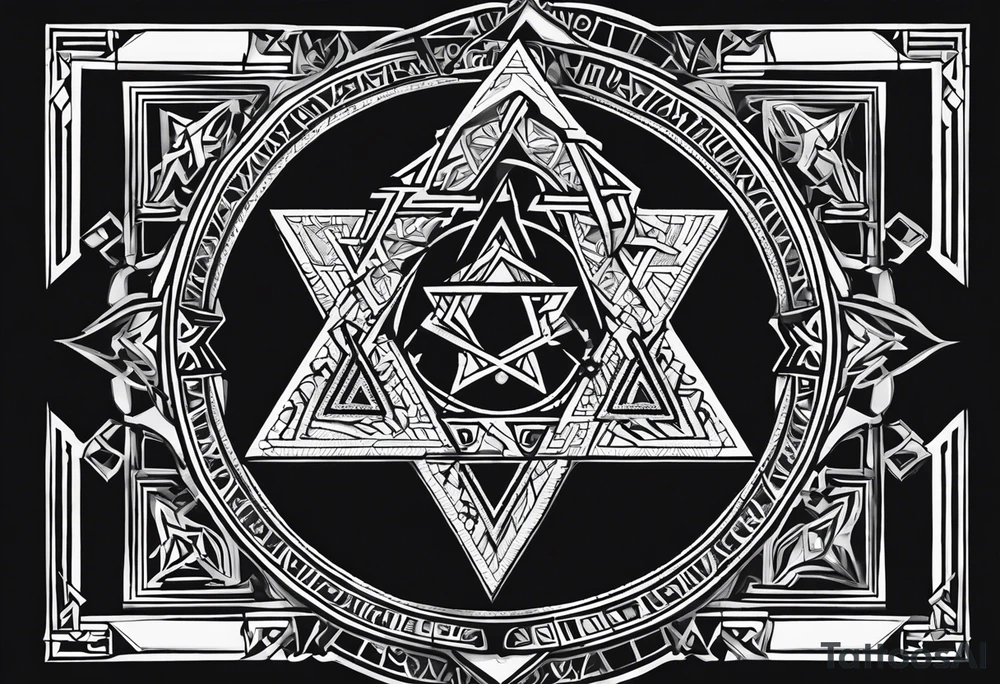 Its a pagan charm of the tetragrammaton to represent powerful the connection God is to Rebecca Sierra as a chosen one designed by God himself with female flair and simple and bold to be recognized as warning to all evil tattoo idea