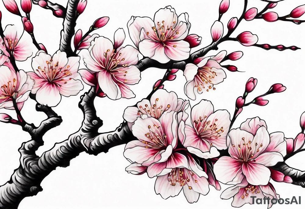 Shoulder cherry blossom tree tattoo idea