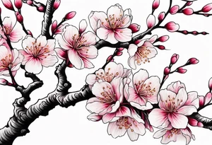 Shoulder cherry blossom tree tattoo idea