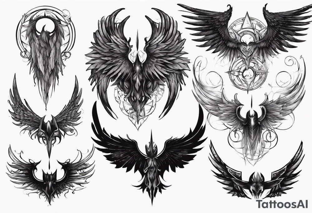 mystical dark wings tattoo idea