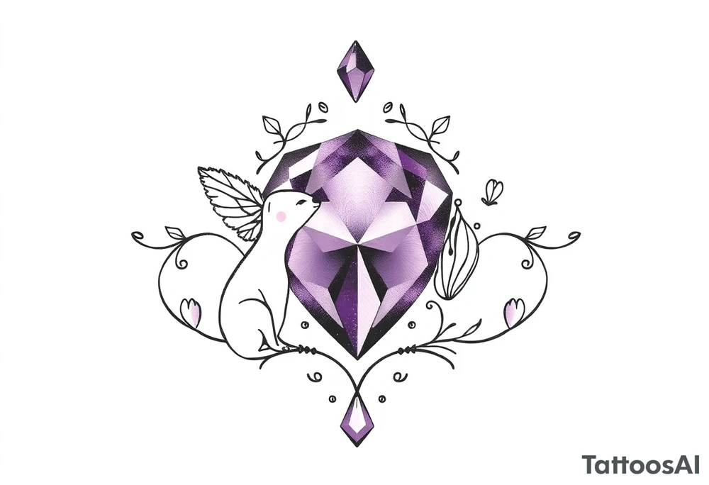 amethyst birthstone mother of 3 girls loves animals tattoo idea