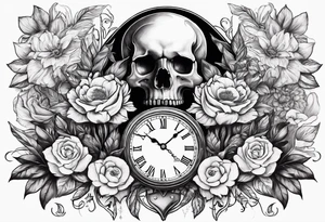 skull, lion, clock, flower, trident, anchor, tattoo idea