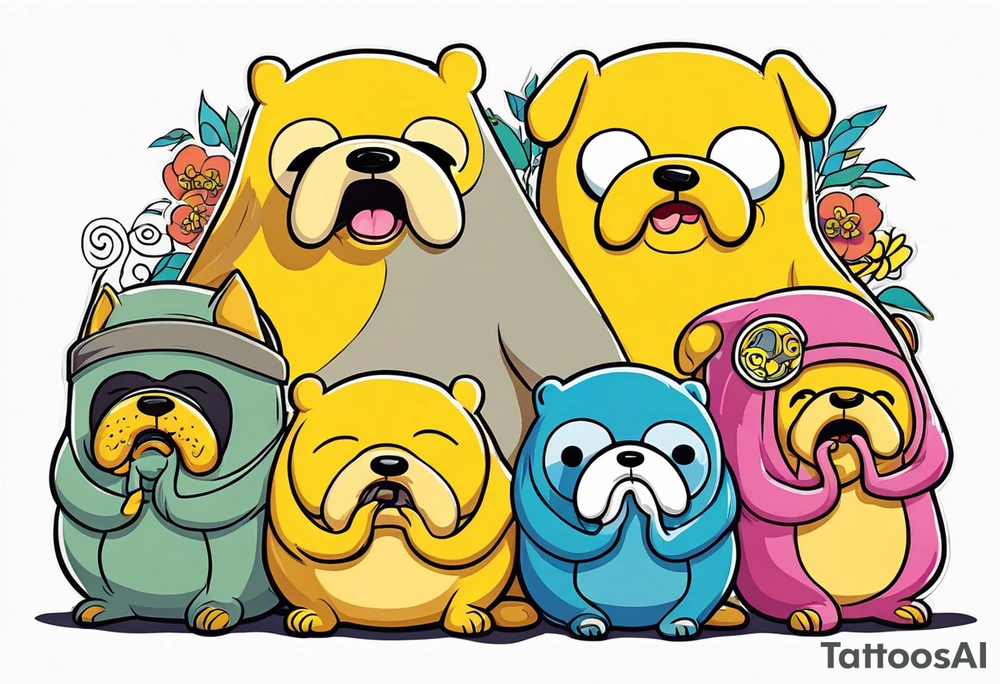 jake the dog from adventure time posed as see no evil hear no evil talk no
evil tatoo tattoo idea