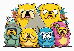 jake the dog from adventure time posed as see no evil hear no evil talk no
evil tatoo tattoo idea