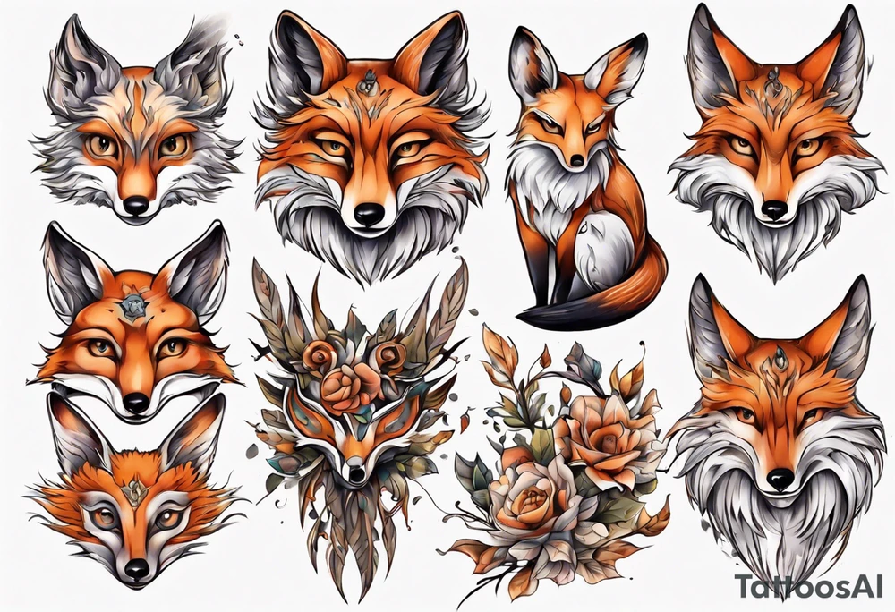 Eule und fuchs fantasie tattoo idea