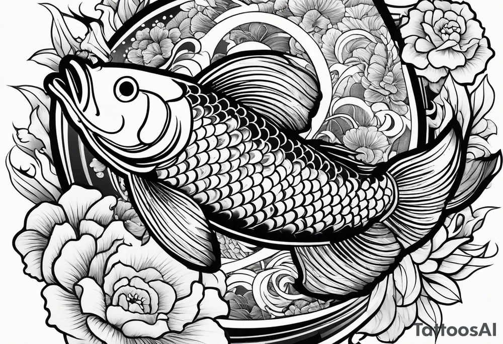 japanese  koi fish  from above tattoo idea