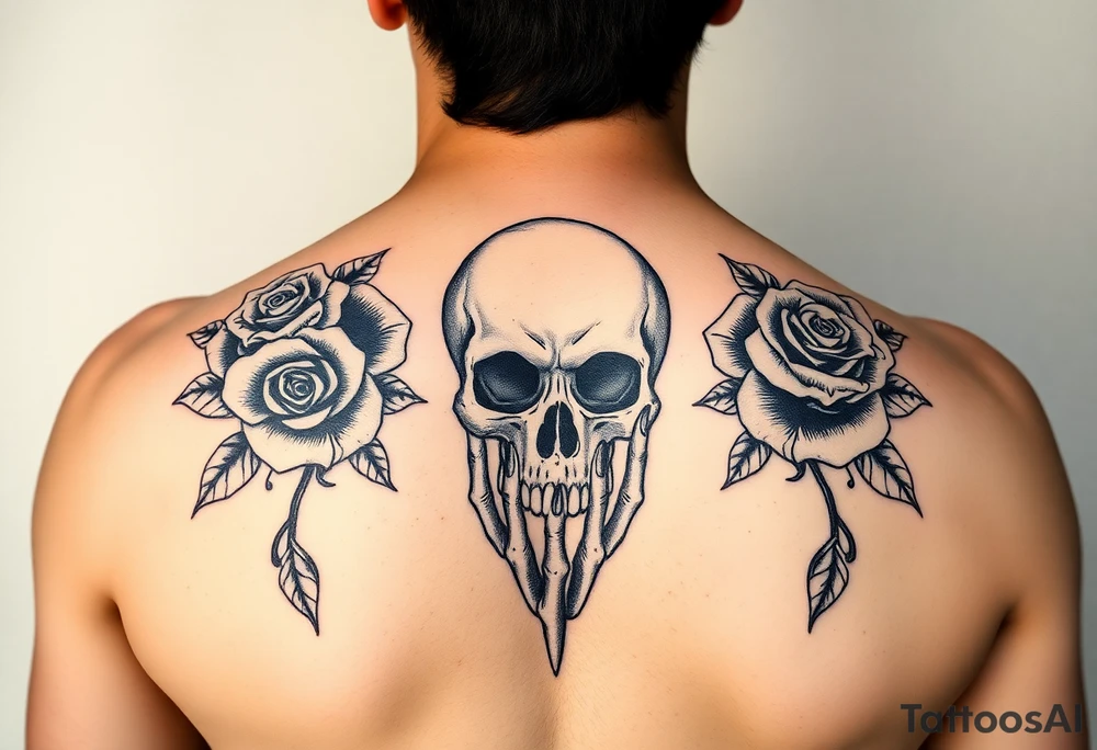 skull, hand roses
womans tattoo idea