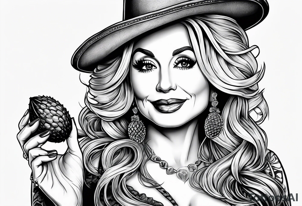 Dolly Parton holding an acorn tattoo idea