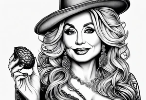Dolly Parton holding an acorn tattoo idea