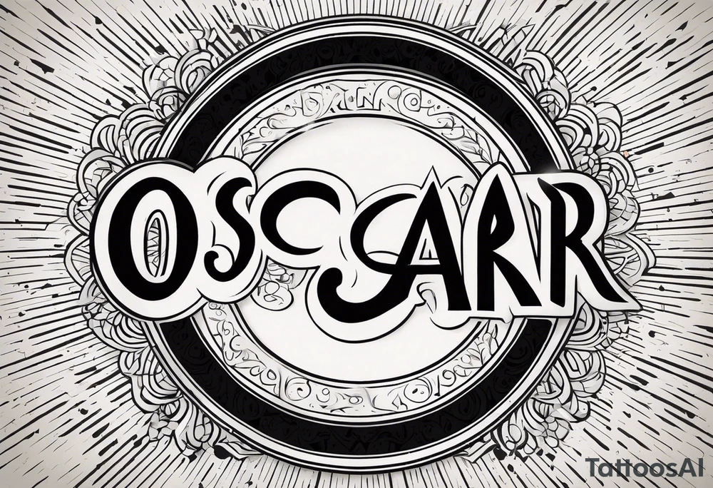 The name Oscar in a circle tattoo idea