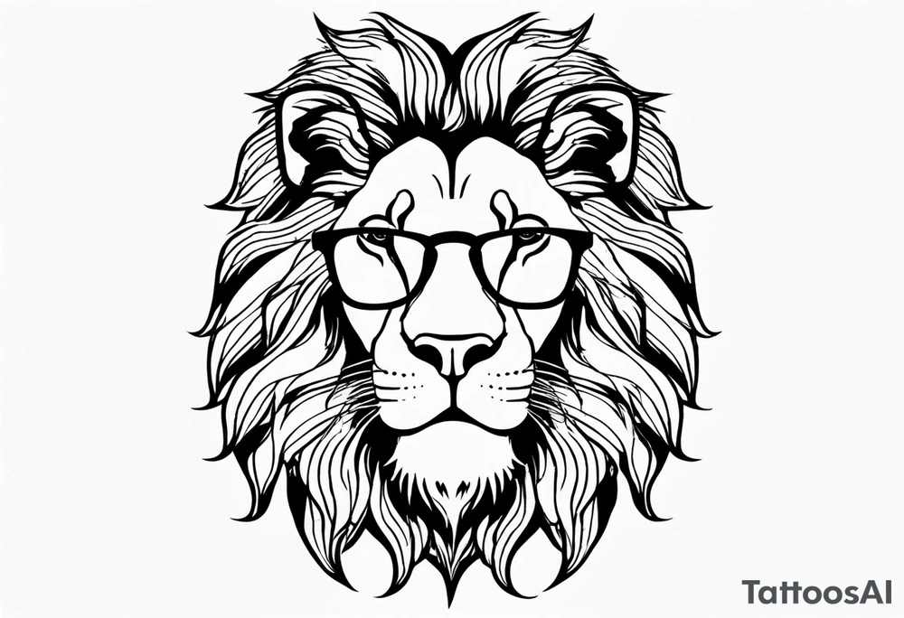 Lion wearing John Lennons glasses tattoo idea