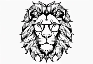 Lion wearing John Lennons glasses tattoo idea