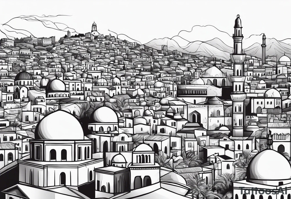 israel city vector swirl 
 vignette tattoo idea