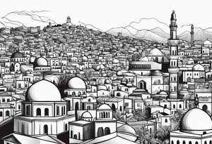 israel city vector swirl 
 vignette tattoo idea