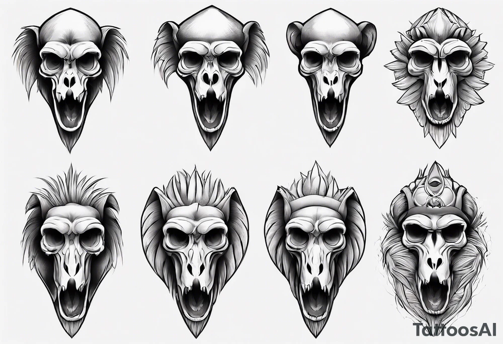 baboon skull tattoo idea