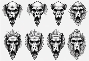 baboon skull tattoo idea